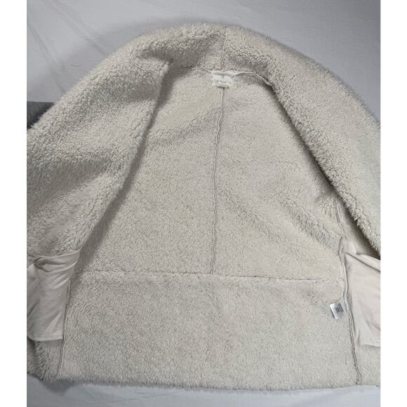 Caslon Soft Cozy Gray White Fleece Open Front Jacket Cardigan Size MED - Picture 5 of 9